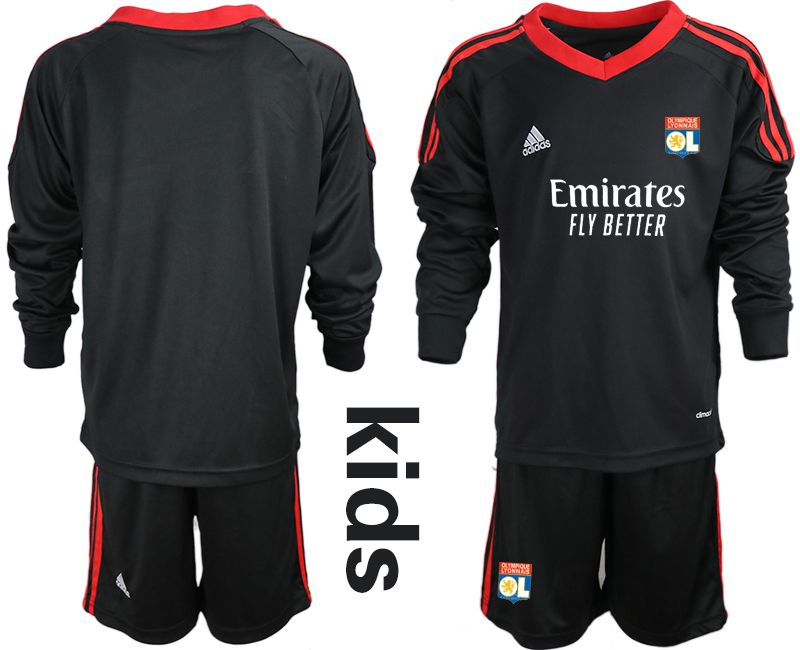 Youth 2020-2021 club Olympique Lyonnais black long sleeve goalkeeper Soccer Jerseys1